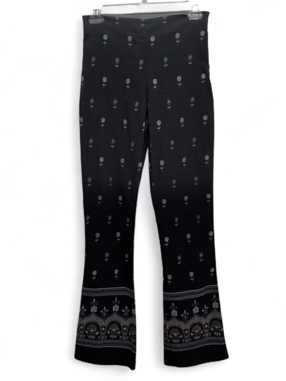 Vintage Twinkle Gray Blue Boho Patterned Flare Pants